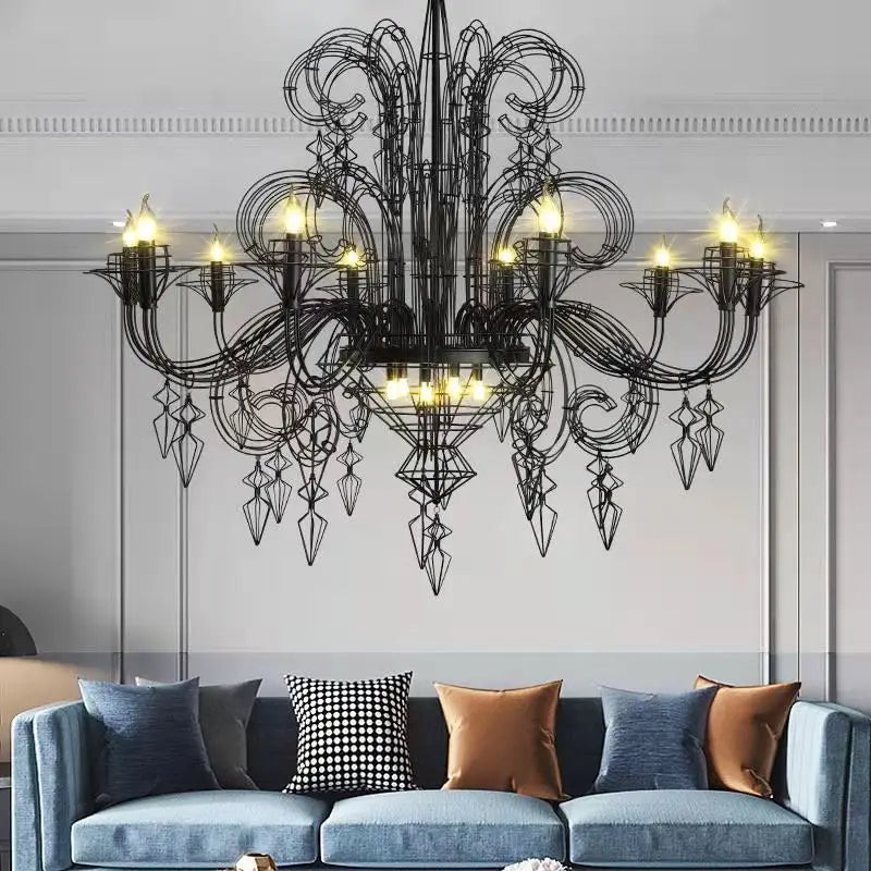 suspension en alliage post-moderne baroque design lumineux - vue 6 sur 6