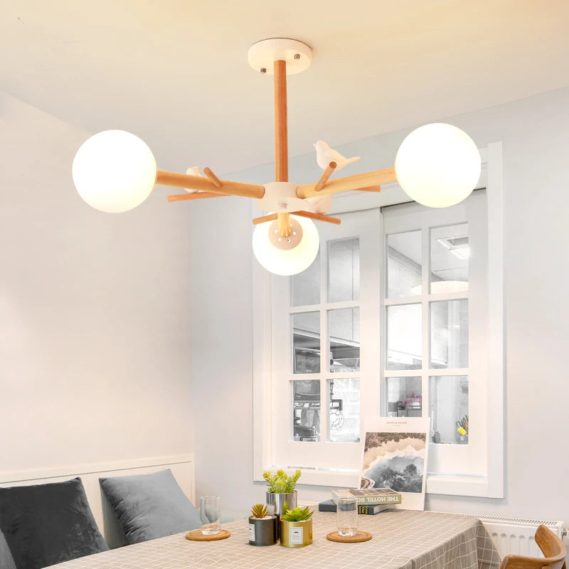 Lustres nordiques pour salon chambre cuisine verre Led lampe suspendue éclairage oiseau décor lampe moderne lustres de plafond - vue 6 sur 9