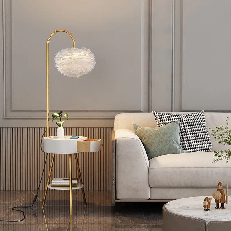 lampadaire nordique en plumes pour décoration intérieure élégante - vue 6 sur 10