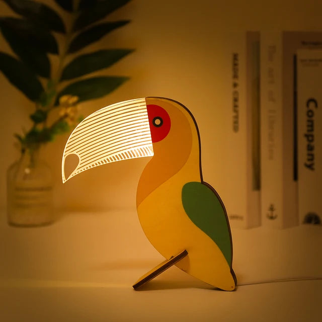 lampe de chevet enfant led bois acrylique usb veilleuse - vue 16 sur 17