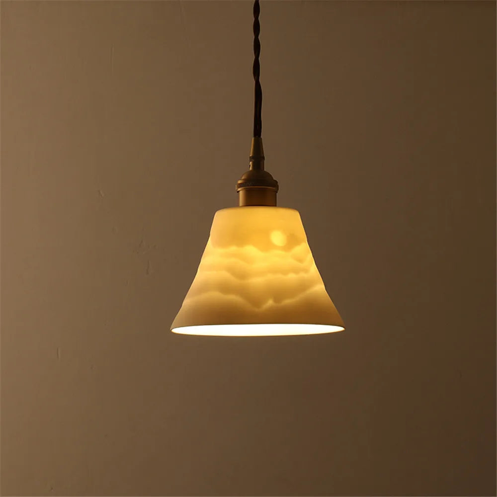 suspension rétro en laiton et céramique style loft pour décoration intérieure