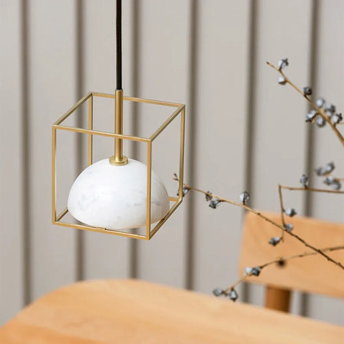 Modern natural stone chandelier for minimalist decor - vue 2 sur 9