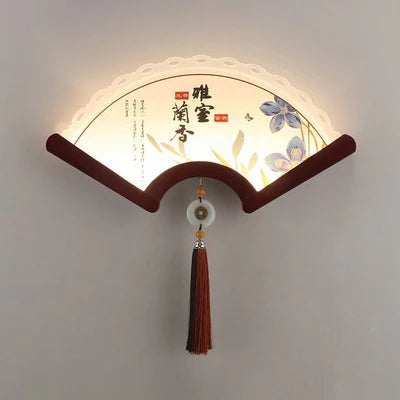 applique murale en bois éventail style rétro japonais à LED - vue 9 sur 18
