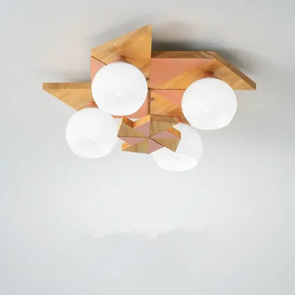 plafonnier japonais makaron en bois pour enfants moderne - vue 9 sur 9