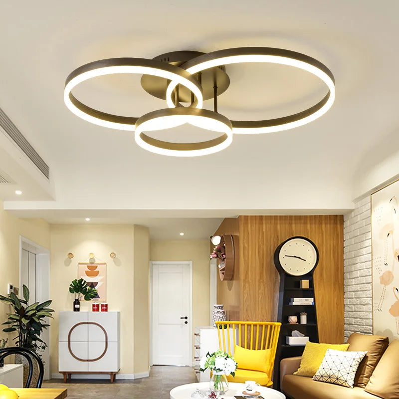 1/2/3 Rings LED Ceiling Lights For Bedroom Dining Room Living Room Kitchen Studyroom Villa Foyer Office Indoor Simple Home Lamps - vue 3 sur 10