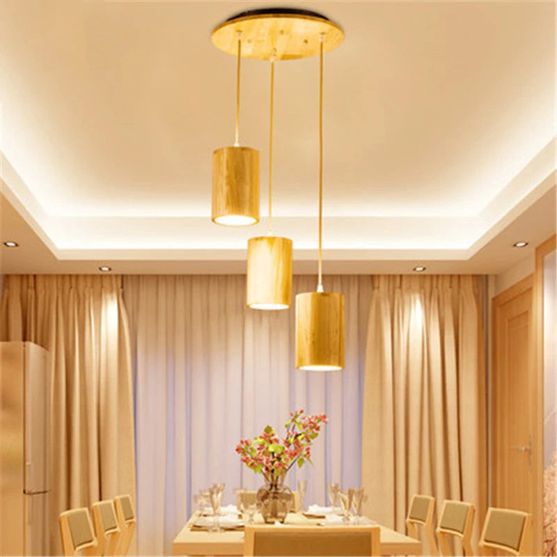 suspension LED en tonneau bois style nordique décoratif - vue 4 sur 8