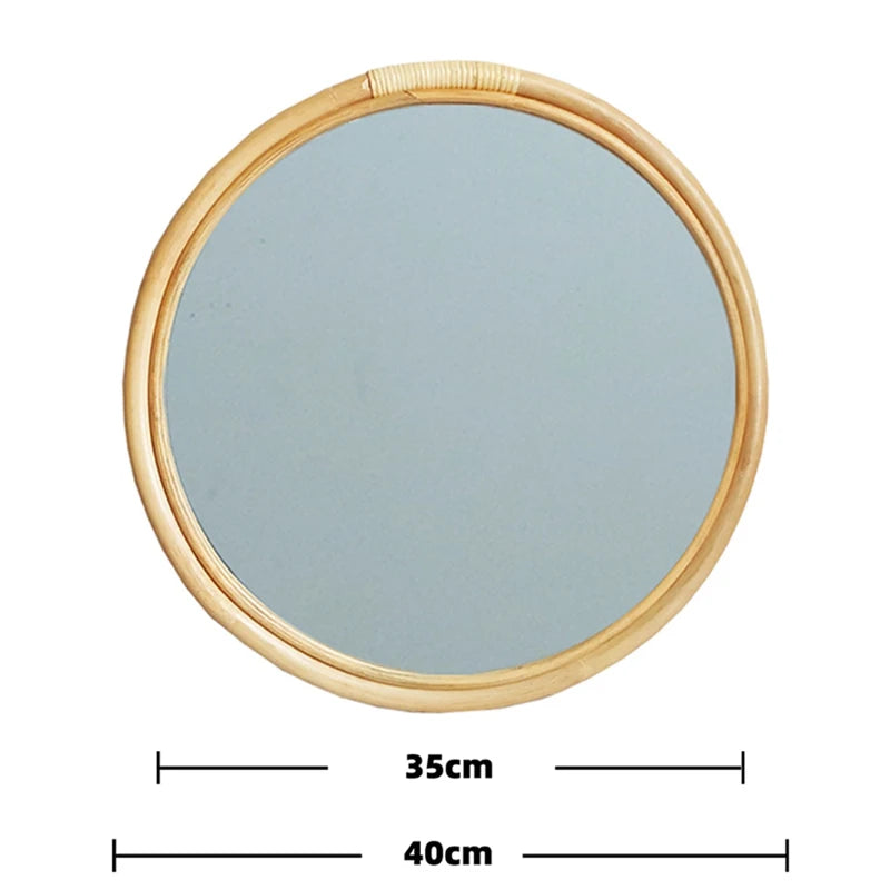 miroir mural suspendu en rotin pour un maquillage pratique - vue 13 sur 14