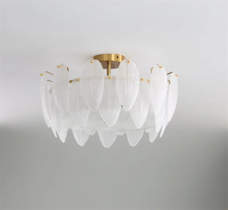 plafonnier moderne en verre blanc en forme de plume d'oie - vue 4 sur 5