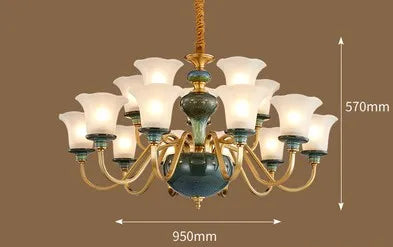 lustre en céramique et cuivre pour une ambiance moderne et simple - vue 12 sur 15