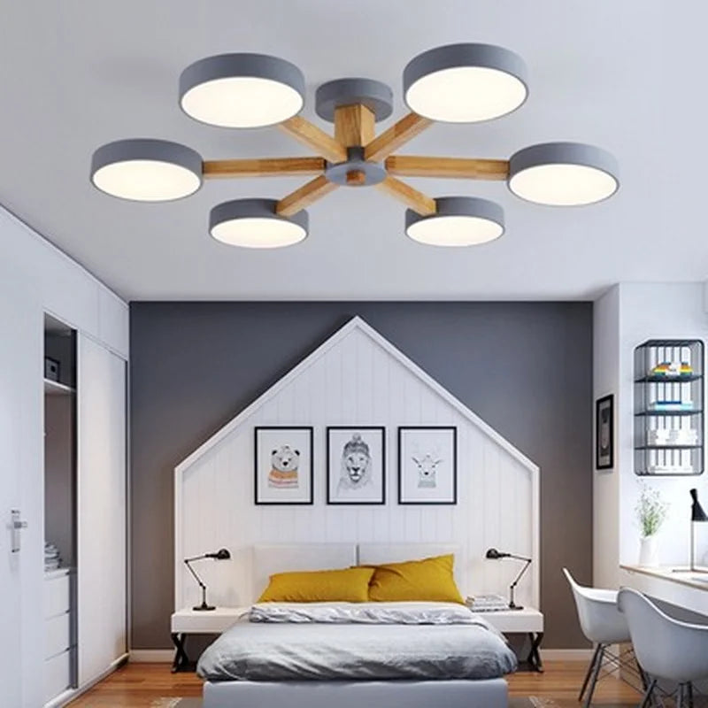 plafonnier led en bois pour une ambiance chaleureuse et moderne - vue 4 sur 6