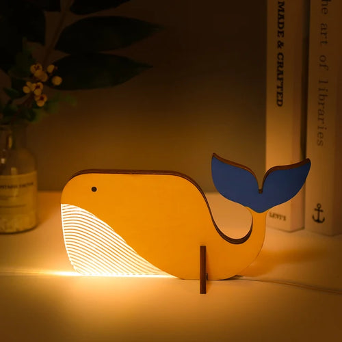 lampe de chevet enfant led bois acrylique usb veilleuse - vue 15 sur 17