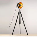lampe de sol vintage à trépied style industriel avec ampoules edison
