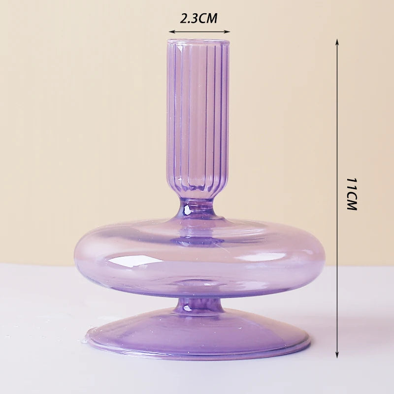 Nordic Glass candle holders, romantic Dinner home decoration, candlestick for birthday wedding, candle holder portavelas decor - vue 15 sur 31