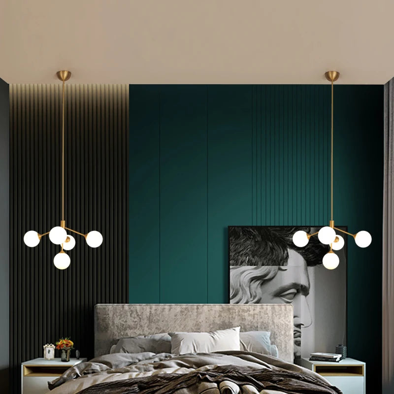 lustre design nordique décoratif avec éclairage led spoutnik - vue 4 sur 9