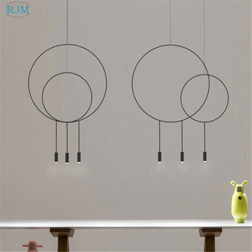 Nordic designer creative circular metal pendant light - vue 6 sur 12