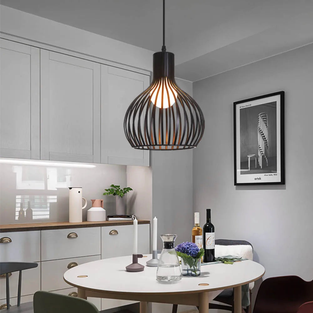 suspension rétro moderne en métal pour intérieur lumineux - vue 6 sur 7