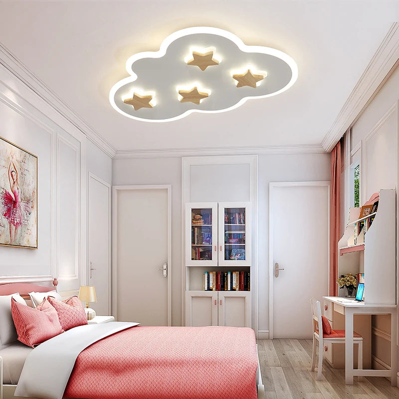 plafonnier led créatif nuages et étoiles pour enfants - vue 5 sur 9
