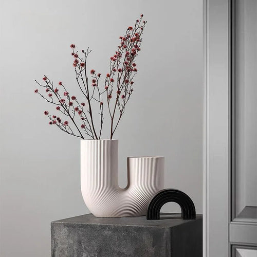 Nordic Ceramic Vase for Home Decoration, Simple Flower Pot, Living Room, Interior, Office, Desktop, Table Decor, Accessories - vue 7 sur 9