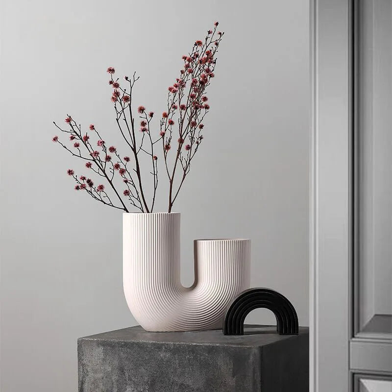 Nordic Ceramic Vase for Home Decoration, Simple Flower Pot, Living Room, Interior, Office, Desktop, Table Decor, Accessories - vue 6 sur 9