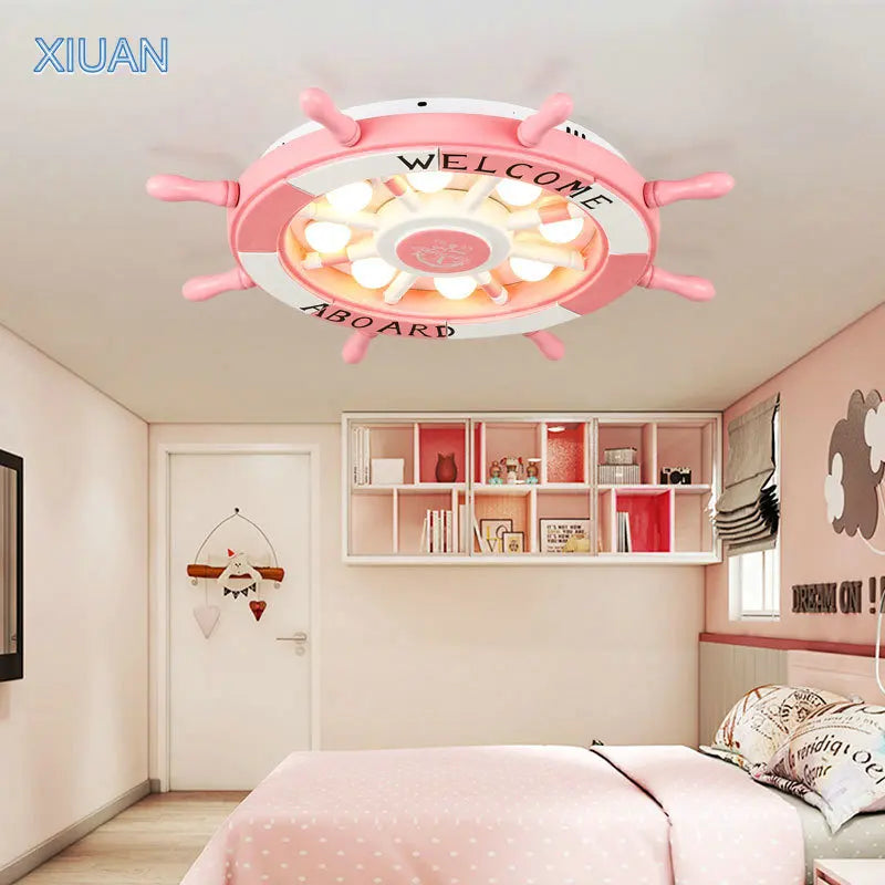 lustre méditerranéen en bois pour enfants avec led - vue 5 sur 10