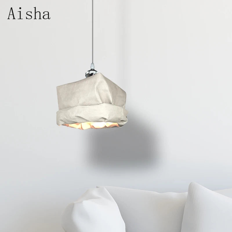 Kraft paper pendant light for creative and minimalist Nordic decor - vue 3 sur 10