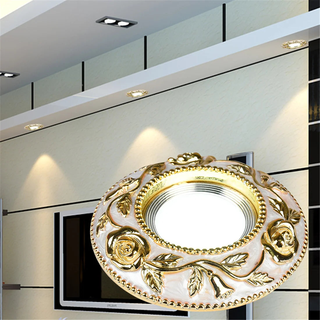 spot encastrable à led motif rose dorée style européen pour intérieur - vue 8 sur 8