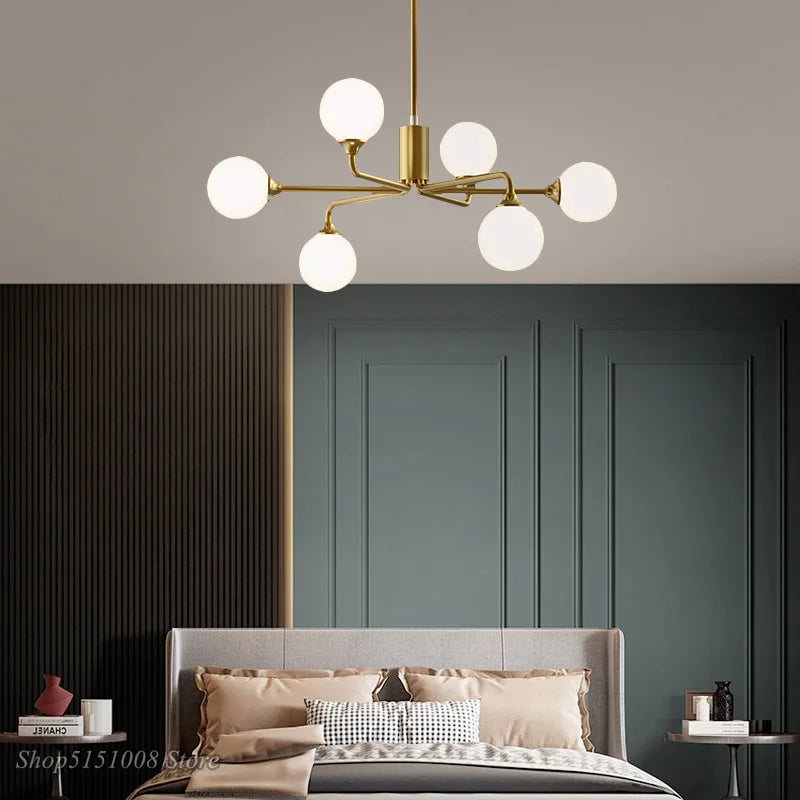 lustre verre led nordique salon lampe intérieur suspension branche - vue 5 sur 9