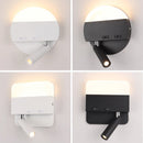 Minimalist ultra-slim indoor LED wall light with round spotlight switch, super bright for hotel or bedroom decor