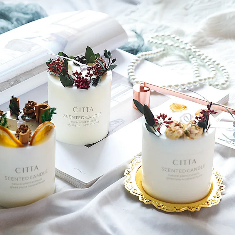 bougies parfumées romantiques aux fleurs séchées pour intérieur - vue 3 sur 11