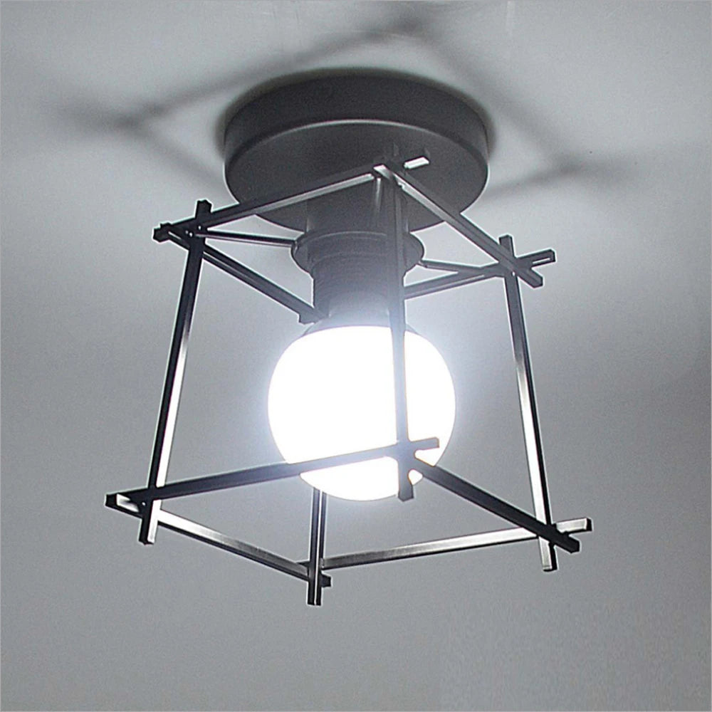 plafonnier led vintage industriel loft décor cage métal luminaire