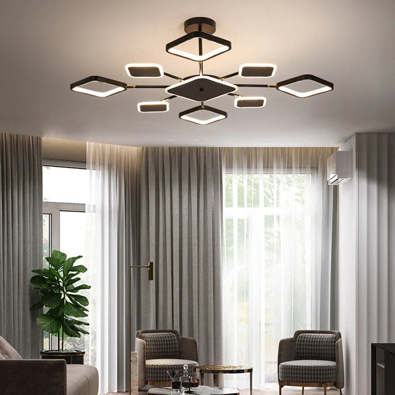 lustre carré à led moderne avec intensité variable - vue 4 sur 12