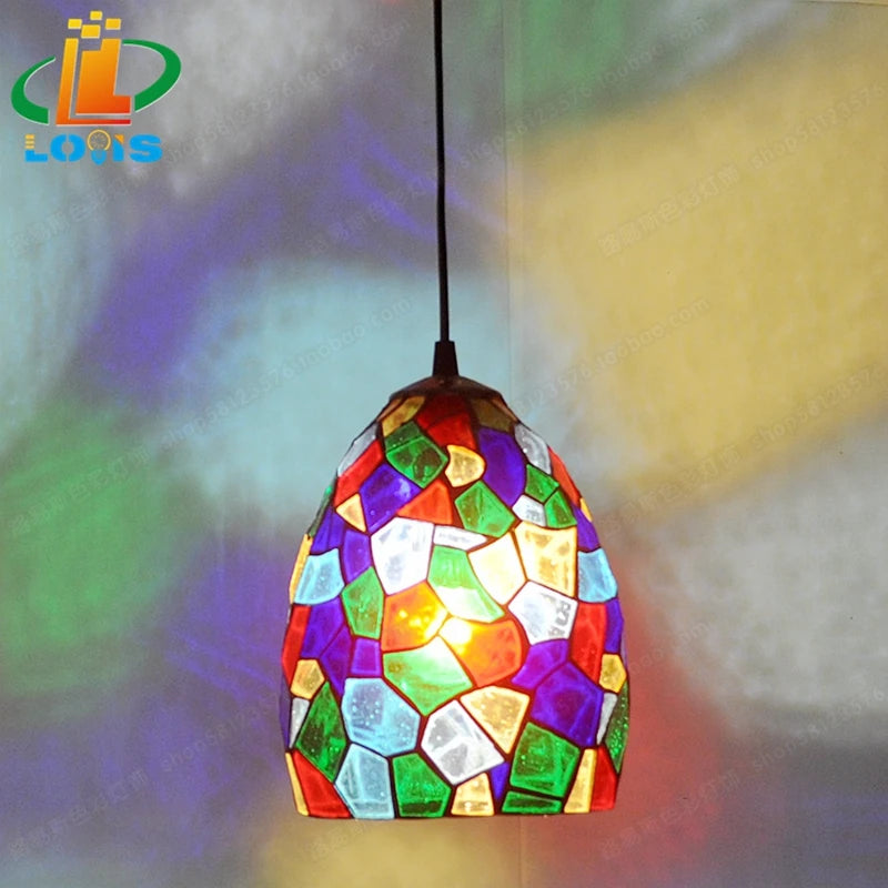 lustre coloré en verre teinté style tiffany pour éclairage créatif