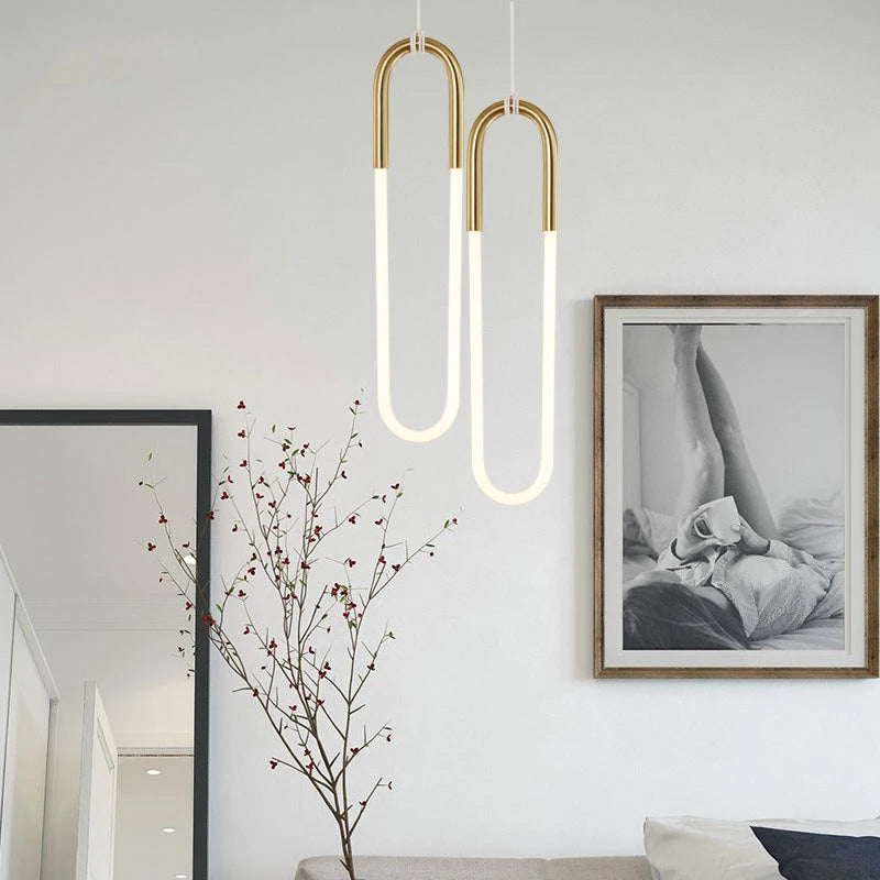 lampe led nordique en forme de u luminaire suspendu décoratif moderne - vue 4 sur 8