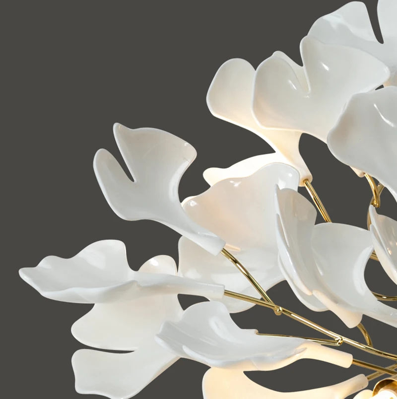 lustre moderne en céramique avec pétales de led - vue 7 sur 11