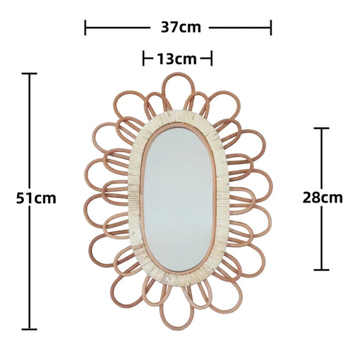 miroir mural suspendu en rotin pour un maquillage pratique