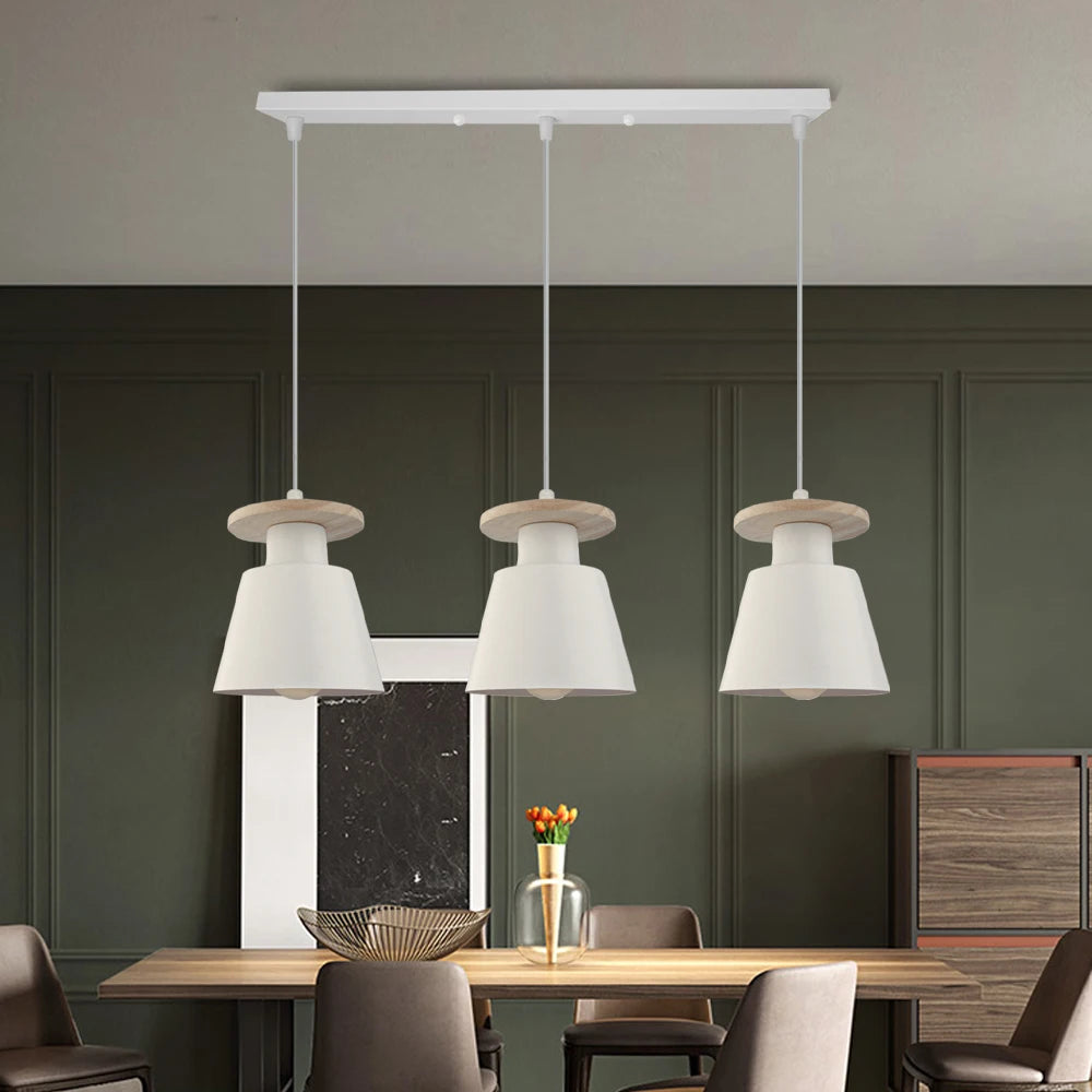 Suspension en bois moderne Suspension nordique Luminaire salle à manger salon cuisine intérieur suspendu lustre luminaires - vue 3 sur 12