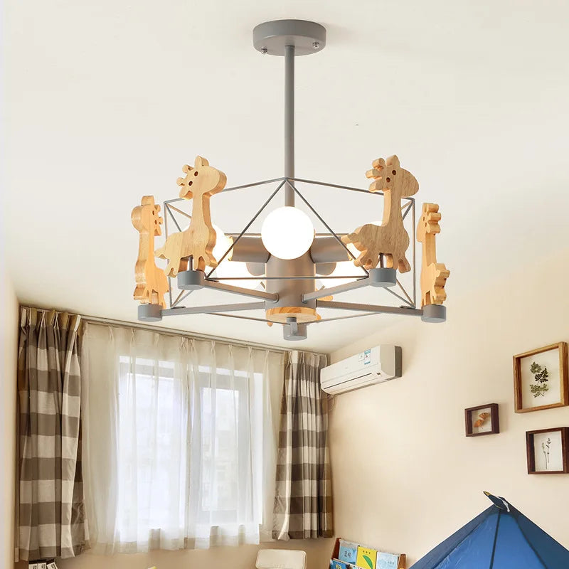 suspension girafe en bois à led pour enfants - vue 5 sur 12