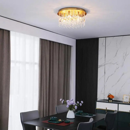 plafonnier led rond cristal luxe style postmoderne européen