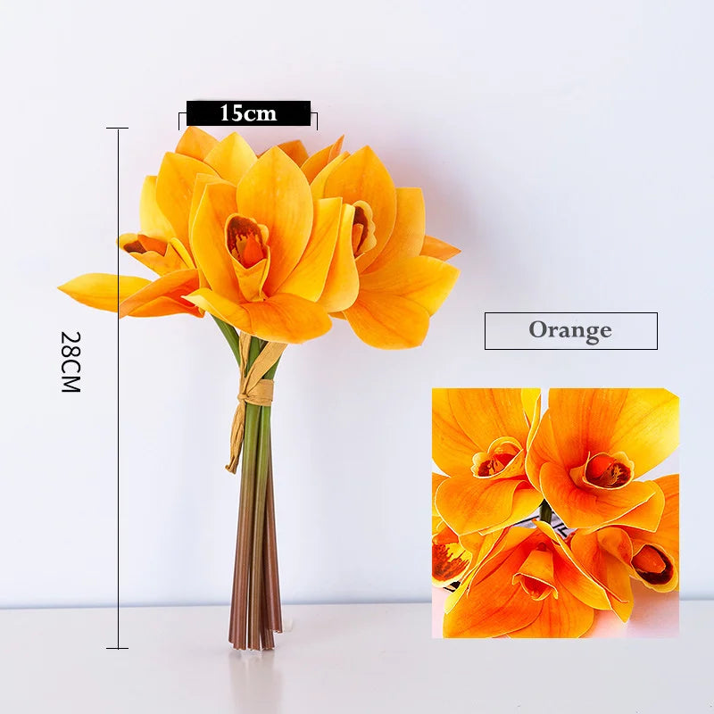 lot de 4 bouquets d'orchidées artificielles pour décoration intérieure festive - vue 10 sur 11