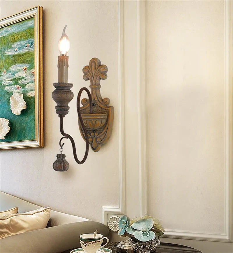 applique murale en bois et fer style vintage industriel - vue 6 sur 10