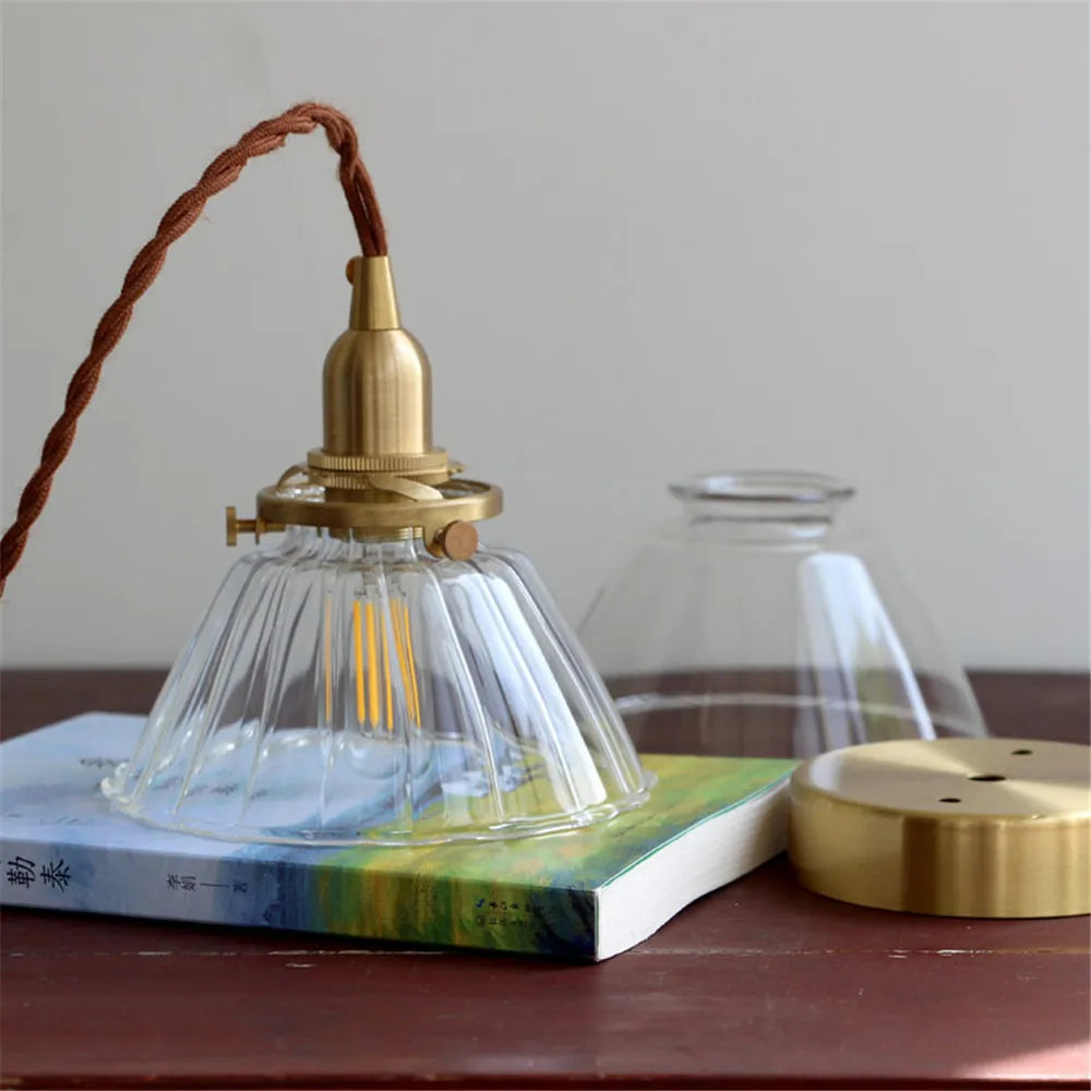 loft industriel led suspension lumière rétro laiton verre suspension antique droplight - vue 6 sur 8
