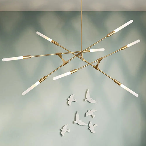 lustre design à plusieurs têtes en fer pour un éclairage moderne