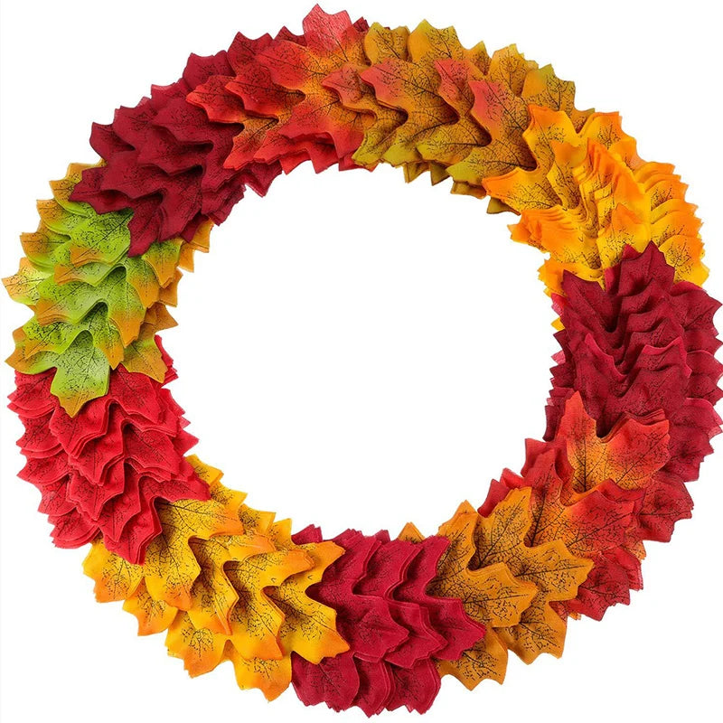 lot de 100 feuilles d'érable artificielles pour décorations festives - vue 10 sur 16