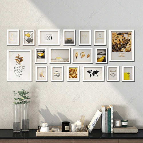 lot de 18 cadres photo en bois naturel à accrocher au mur - vue 6 sur 10