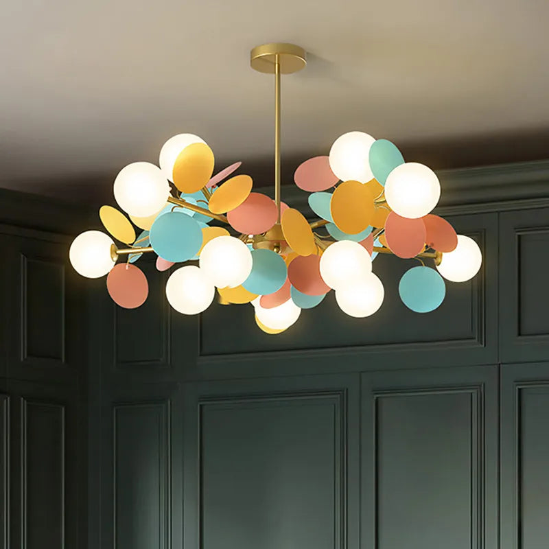 lustre led globe en verre acrylique coloré pour enfants - vue 6 sur 24