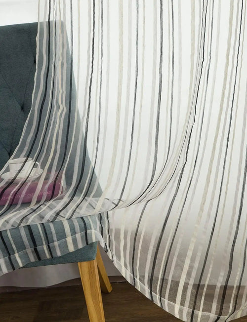 Voilage rayé style européen pour salon ou chambre - vue 9 sur 9