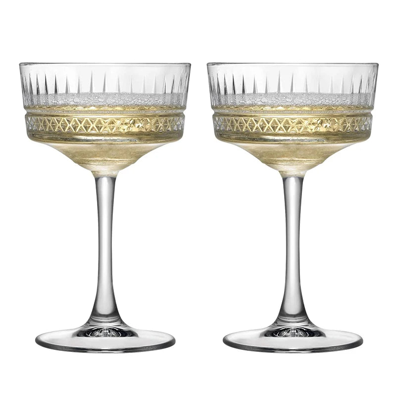 lot 2 coupes champagne elysia verre relief rétro - vue 2 sur 7