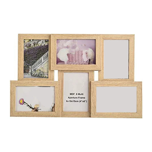 Collage Multiple Picture Frames for 6 Photos in 4 x 6 Inches Wooden, MDF Wall Mounting Frame (Natural) - vue 2 sur 7