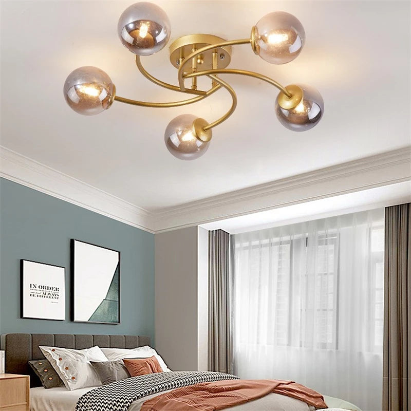 plafonnier nordique simple en verre avec led moderne