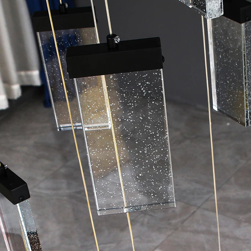 lustre en cristal design lumineux pour escalier et décoration intérieure - vue 6 sur 13